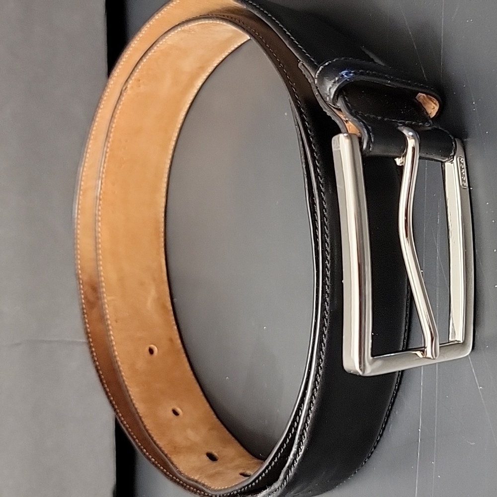 Coach Men's BLK LTR Dress Belt w/Silver Buckle 38 No.90193
